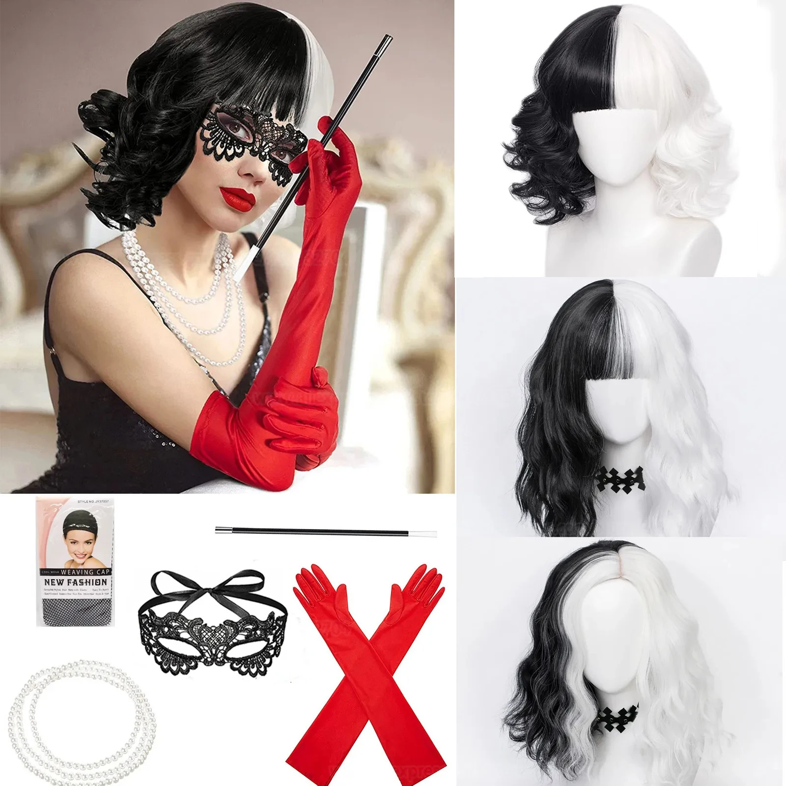 Peluca de cosplay de Cruella d - Heat Resistant Glove reseña y precio